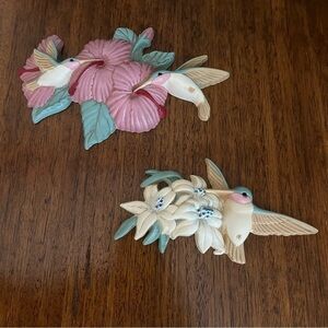 Vintage Burwood Plastic USA Made Hummingbird Set of Two Hanging Wall Decor